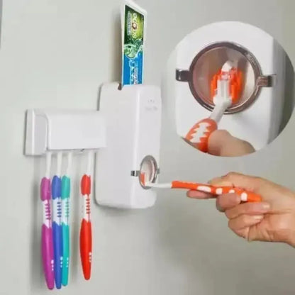 Stylish Toothpaste Dispenser with 4 Brush Holders