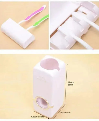 Stylish Toothpaste Dispenser with 4 Brush Holders