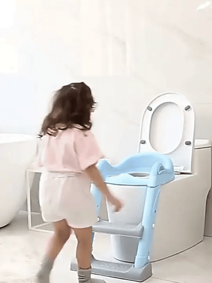 Joyous 2 in 1 Foldable Potty Training Seat with Ladder, Splash Guard & Cushion Seat Kids Toilet Seat BD096