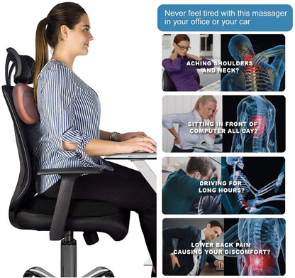 Car and Home Massage Pillow Electric Massager for Neck, Back, Shoulder, Waist, Muscle Pain Relief with Heat Function