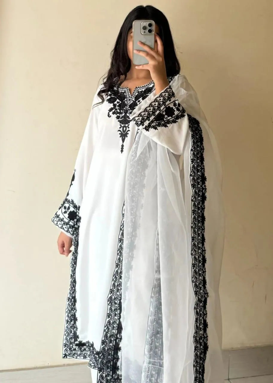 White Organza Embroidered 3Pcs Women Suit