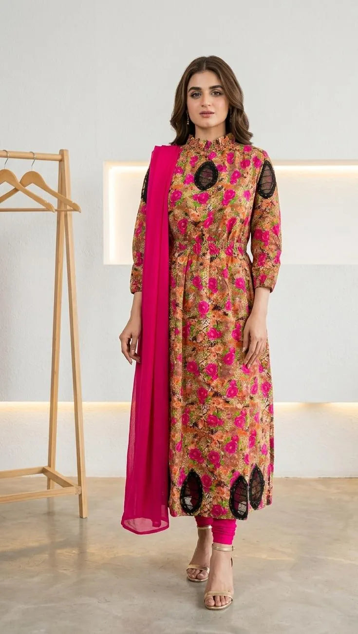 Multicolor Printed Lawn 3Pcs Set for Women