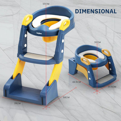 Joyous 2 in 1 Foldable Potty Training Seat with Ladder, Splash Guard & Cushion Seat Kids Toilet Seat BD096