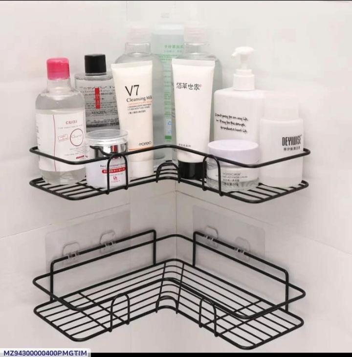 Black PVC Bathroom Corner Rack with 2 Pieces