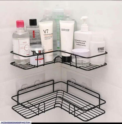 Black PVC Bathroom Corner Rack with 2 Pieces