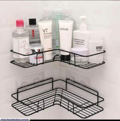 Black PVC Bathroom Corner Rack with 2 Pieces