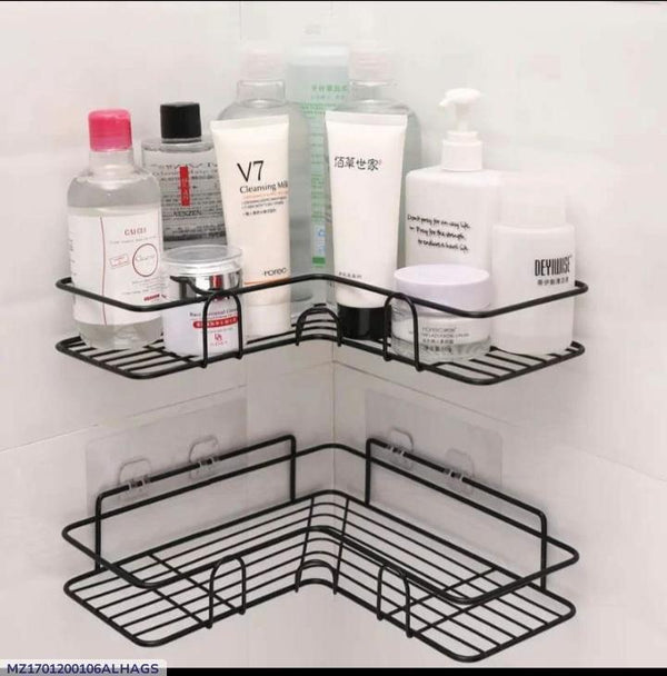 Black PVC Bathroom Corner Rack with 2 Pieces