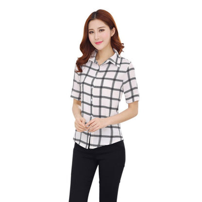 Womens Blouse Turn-Down Collar Office Ladies Shir