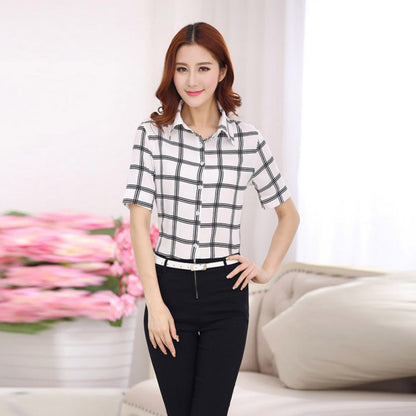 Womens Blouse Turn-Down Collar Office Ladies Shir