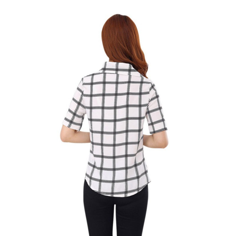 Womens Blouse Turn-Down Collar Office Ladies Shir