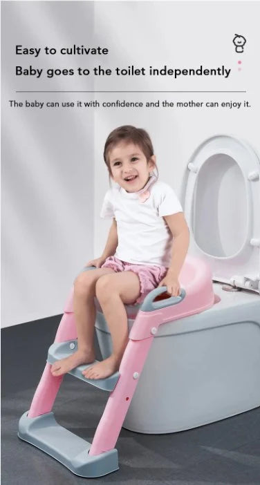 Joyous 2 in 1 Foldable Potty Training Seat with Ladder, Splash Guard & Cushion Seat Kids Toilet Seat BD096